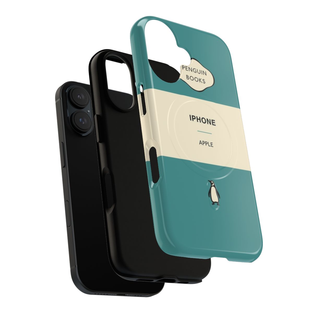 Aqua Magnetic Tough iPhone Case with Penguin Classic-Inspired Design - Layers