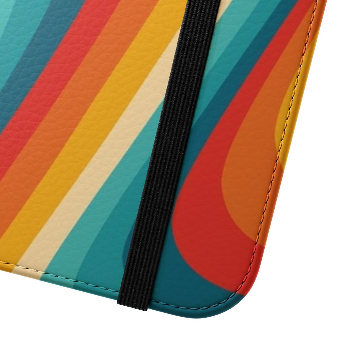 Retro-style phone case with a fluid, colorful design - Close Up