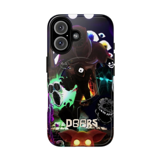 Magnetic phone case with Roblox Doors horror game graphics