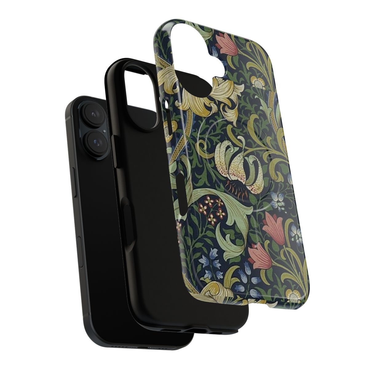 Magnetic tough phone case featuring William Morris' iconic golden lily floral pattern - Layers