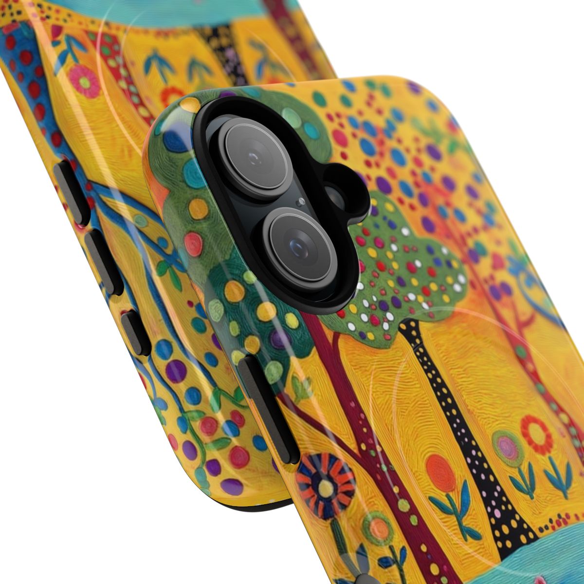 Floral and nature inspired phone case with a forest and botanical pattern design - Detail