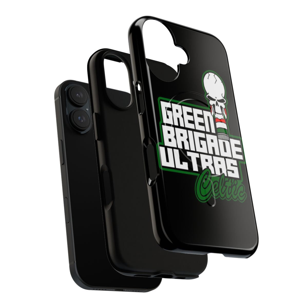 Tough magnetic phone case featuring the Green Brigade Celtic FC ultras logo - Layers