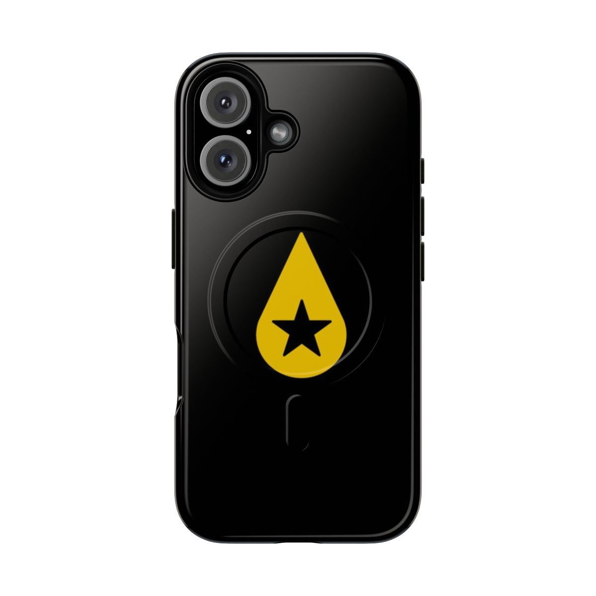 A transparent phone case with a yellow teardrop and star design, perfect for Conan Gray fans.