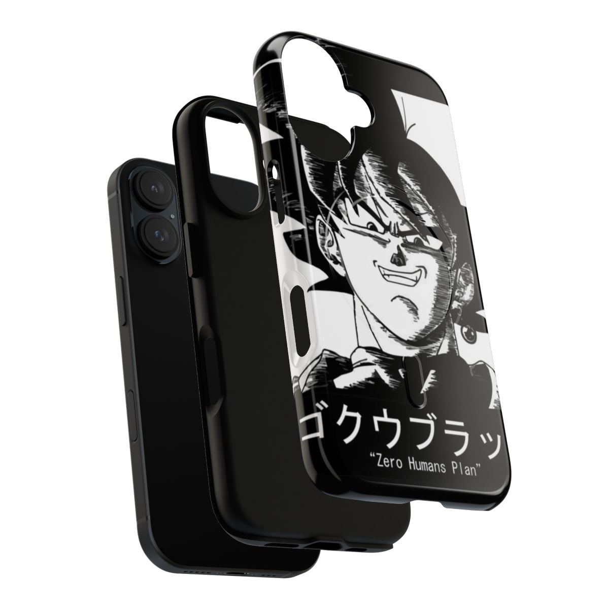 Image of a phone case with a Goku Black design and a magnetic closure - Layers