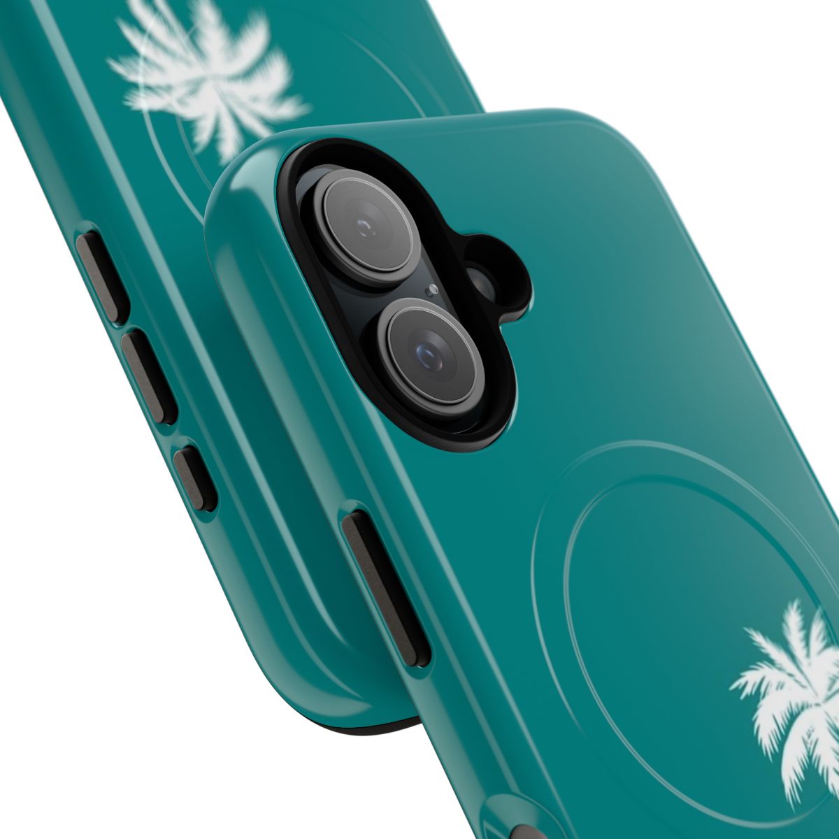 Vibrant green phone case with tropical design - Detail