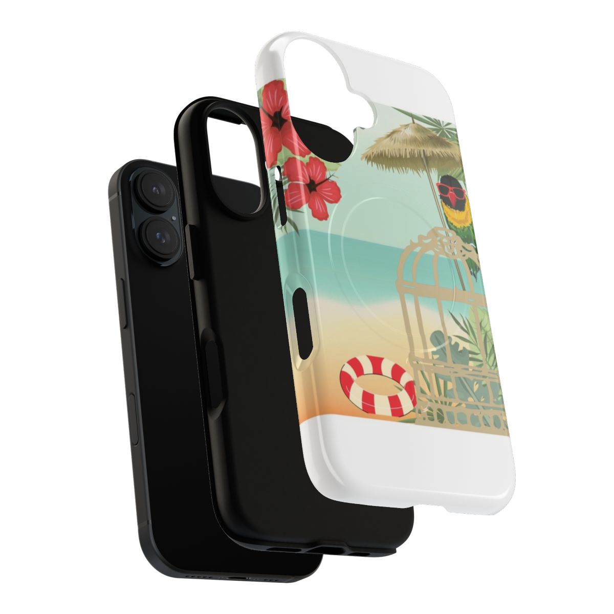 Vibrant tropical floral design phone case with magnetic protection - Layers