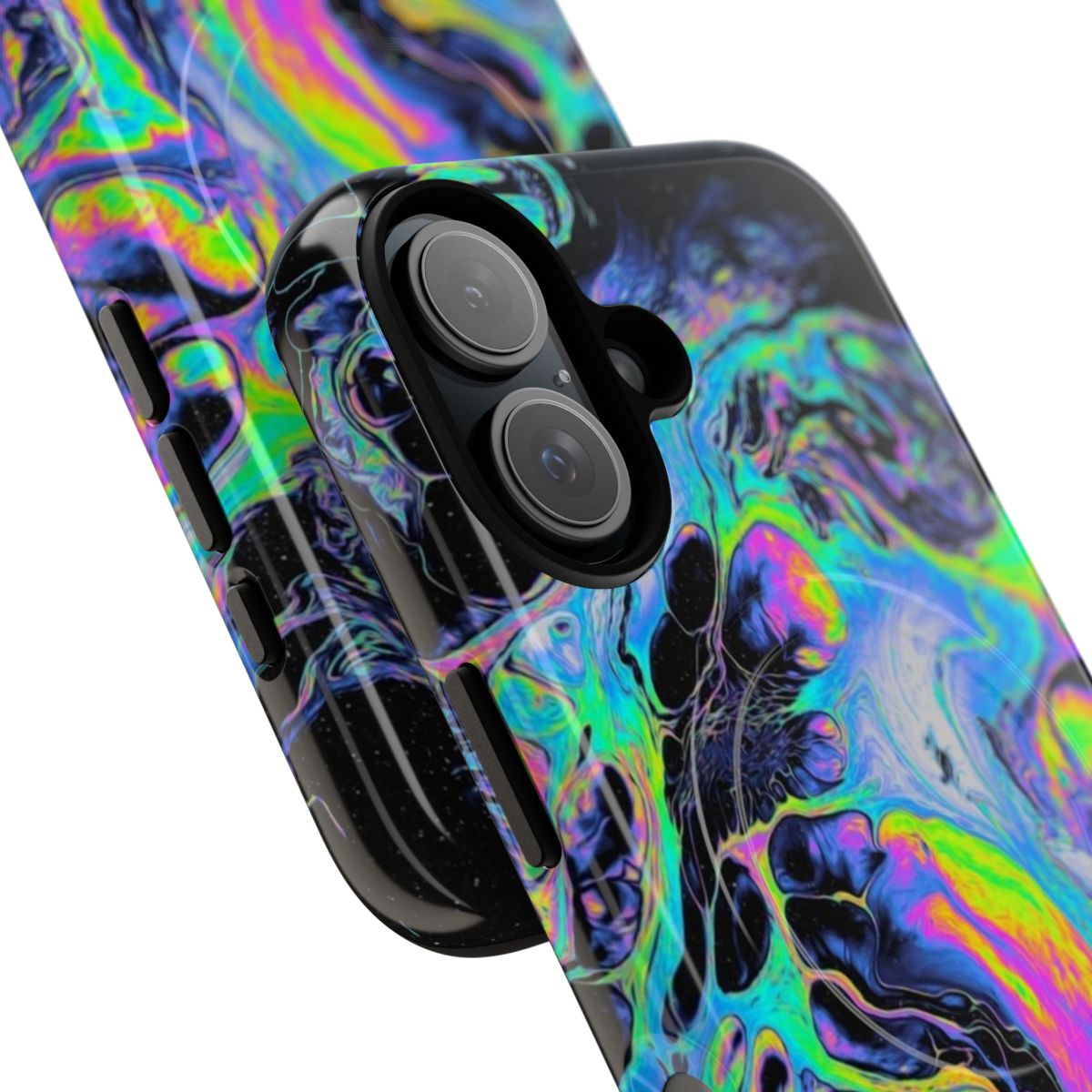 Vibrant abstract art design phone case with fluid, marble, and psychedelic elements - Detail