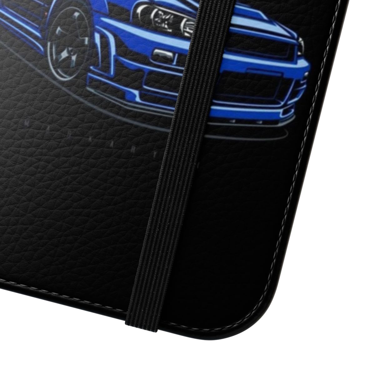 Skyline R34 GTR inspired custom phone case with a stylized design for automotive enthusiasts - Close Up