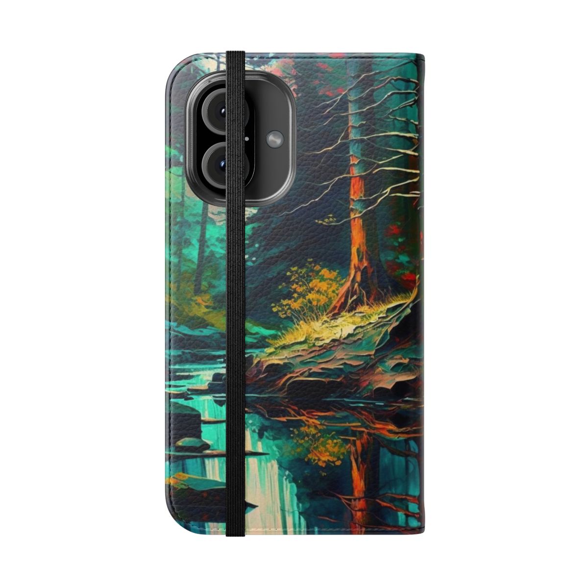 Abstract floral landscape design phone case - Folded Front