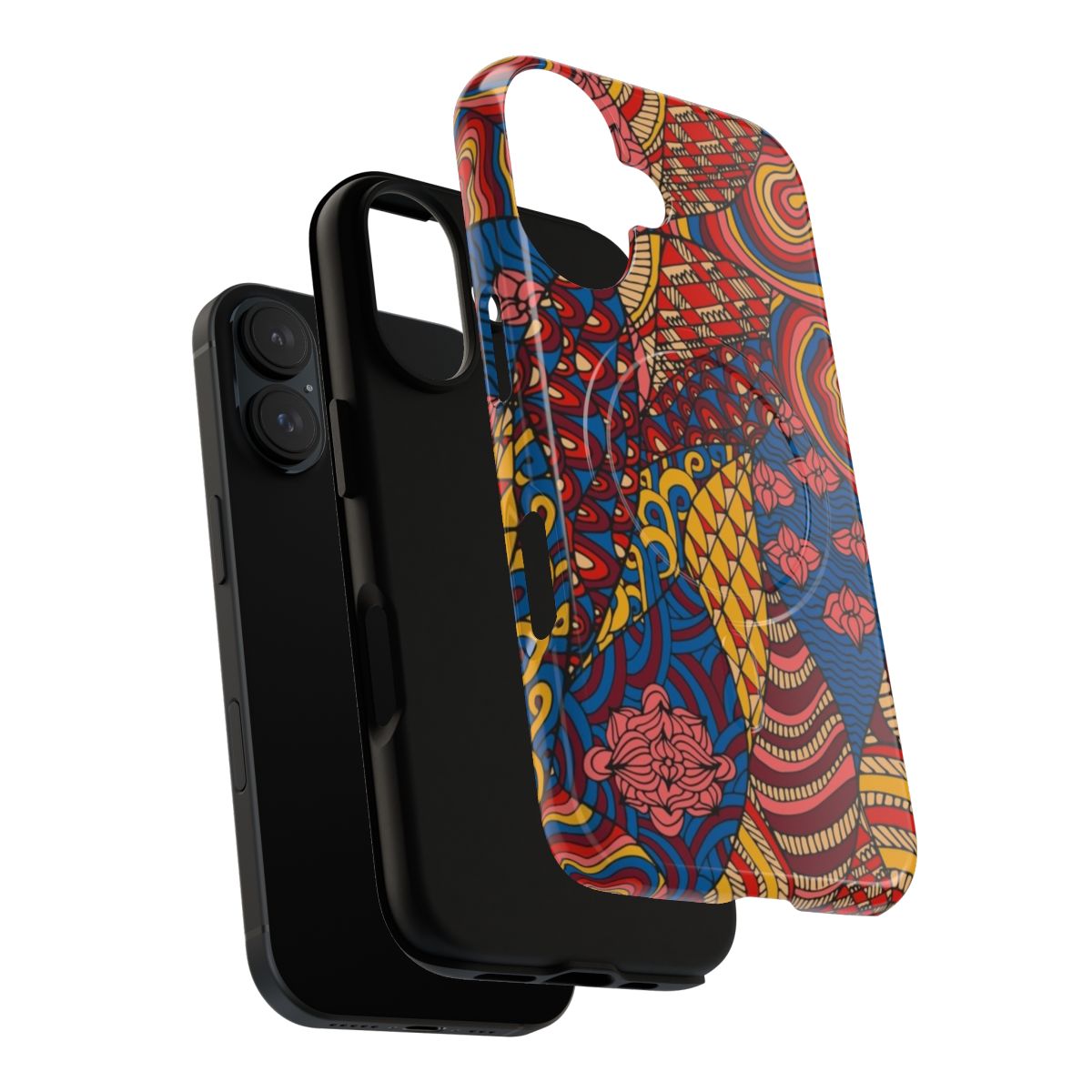 Psychedelic phone case with vibrant, colorful abstract pattern - Layers