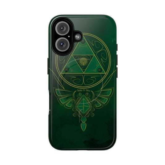 A high-quality magnetic tough phone case with a green dragon-inspired design for nerdy and geeky customers.