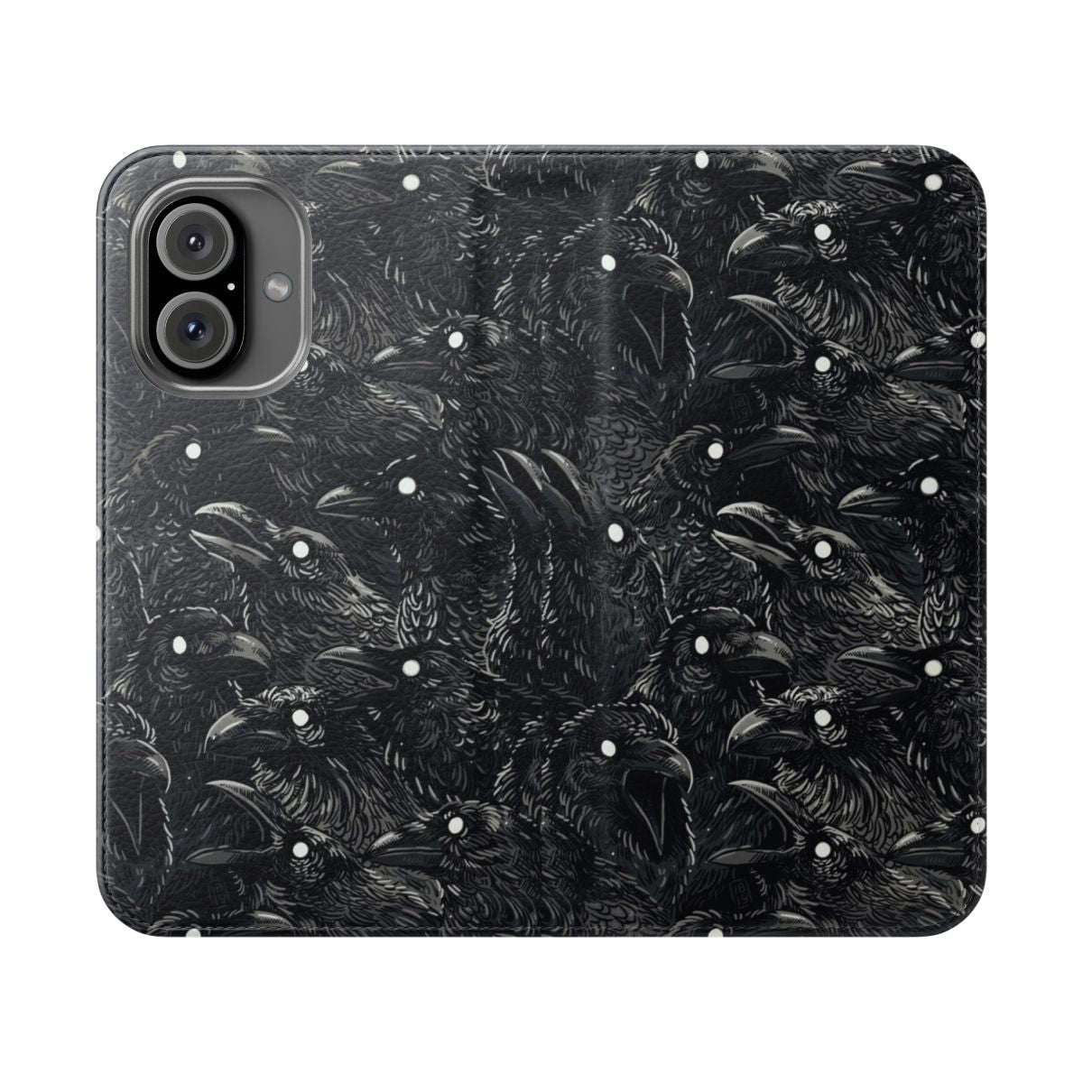 Raven pattern phone case with a dark, mystical design