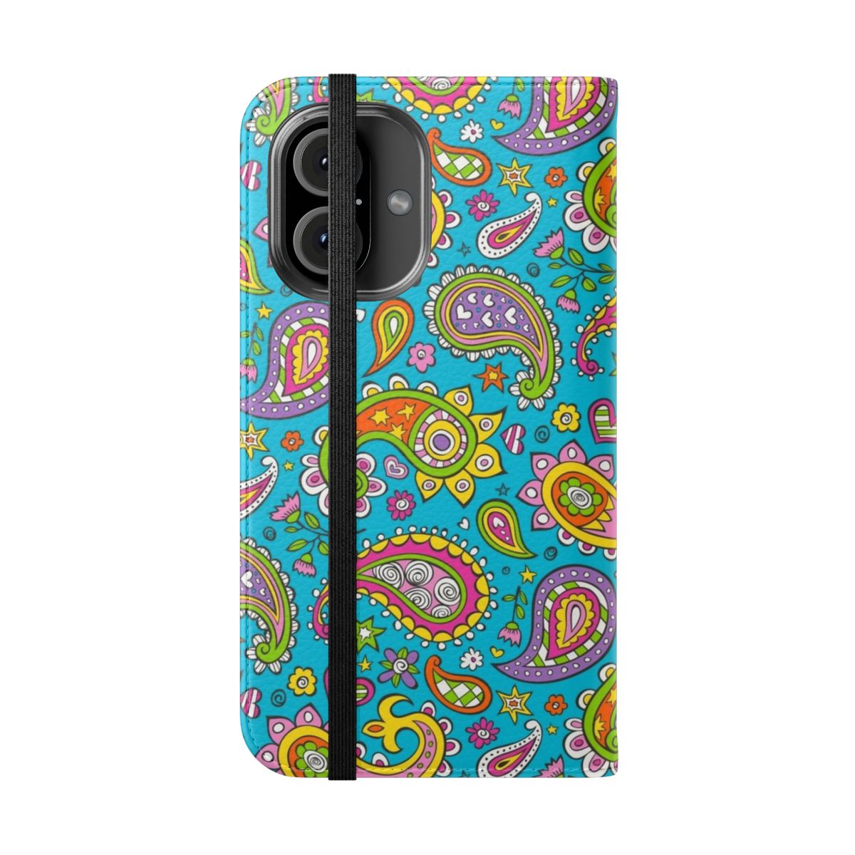 Colorful paisley and doodle pattern on a phone case - Folded Front