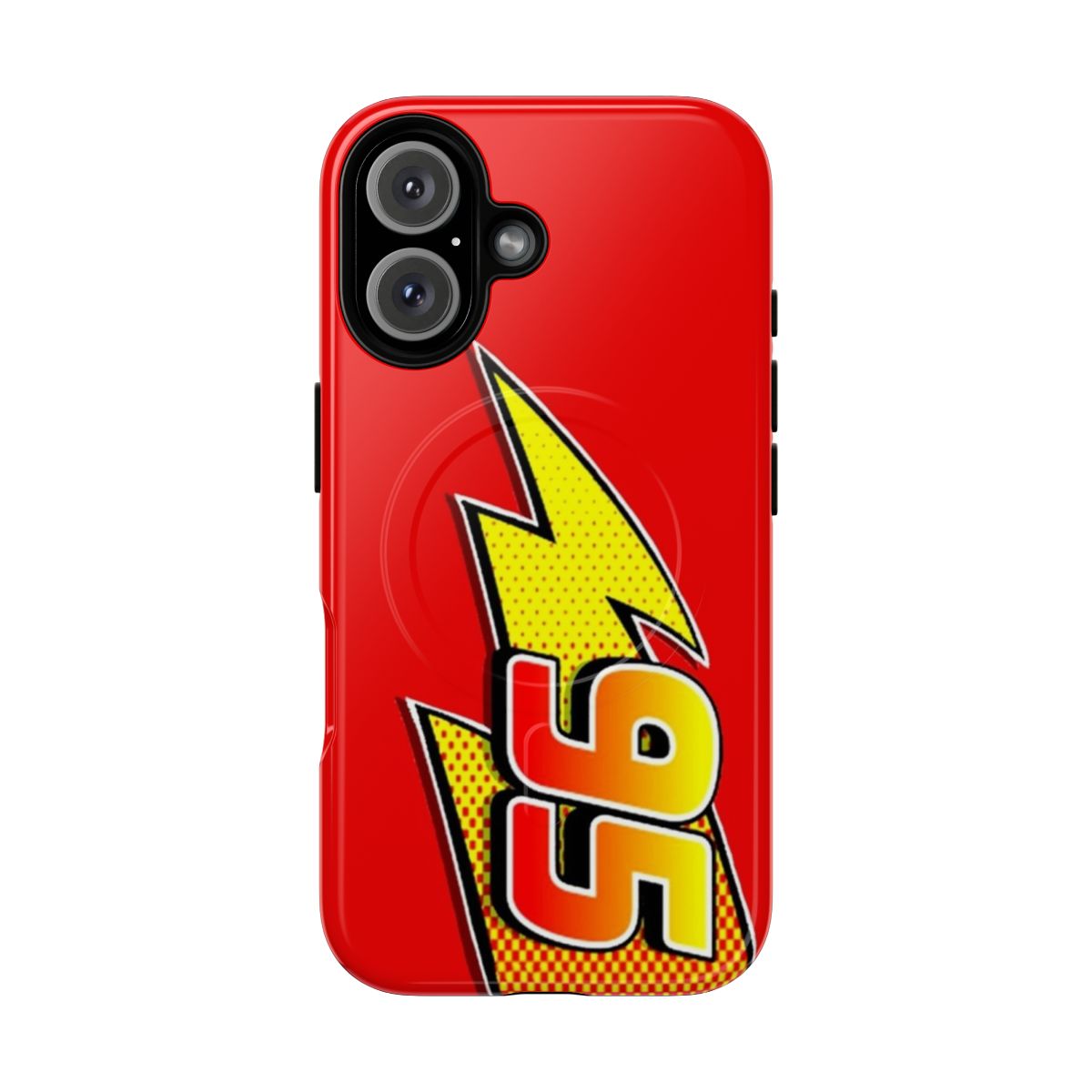 Tough magnetic phone case with Lightning McQueen design