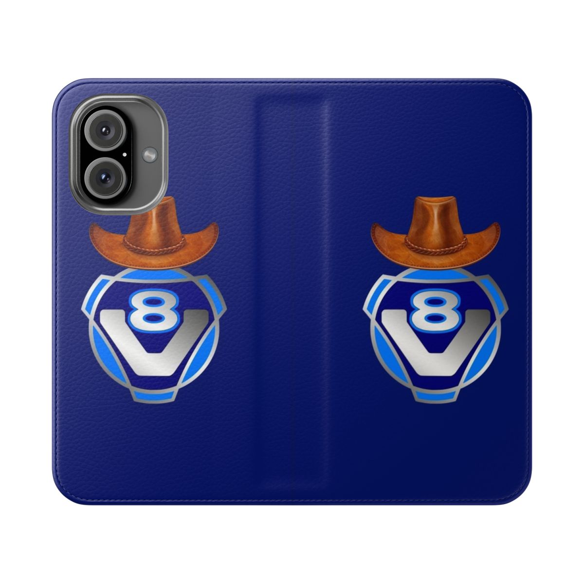 Cowboy hat-themed flip cover phone case with Scania V8 and truck graphics