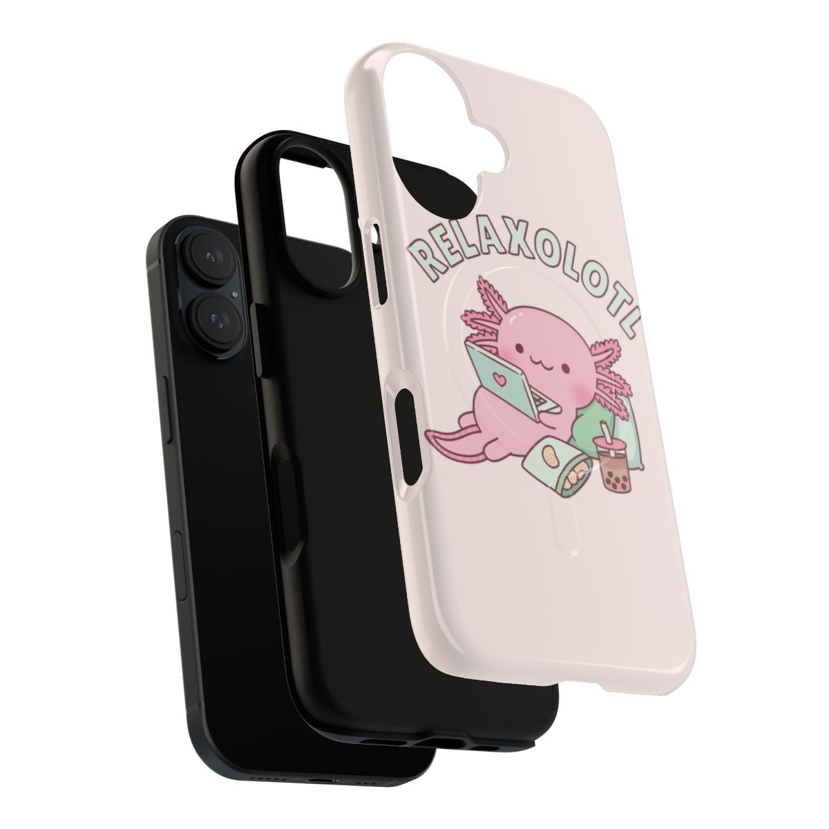 Cute axolotl phone case with a fun, relaxing pun design - Layers