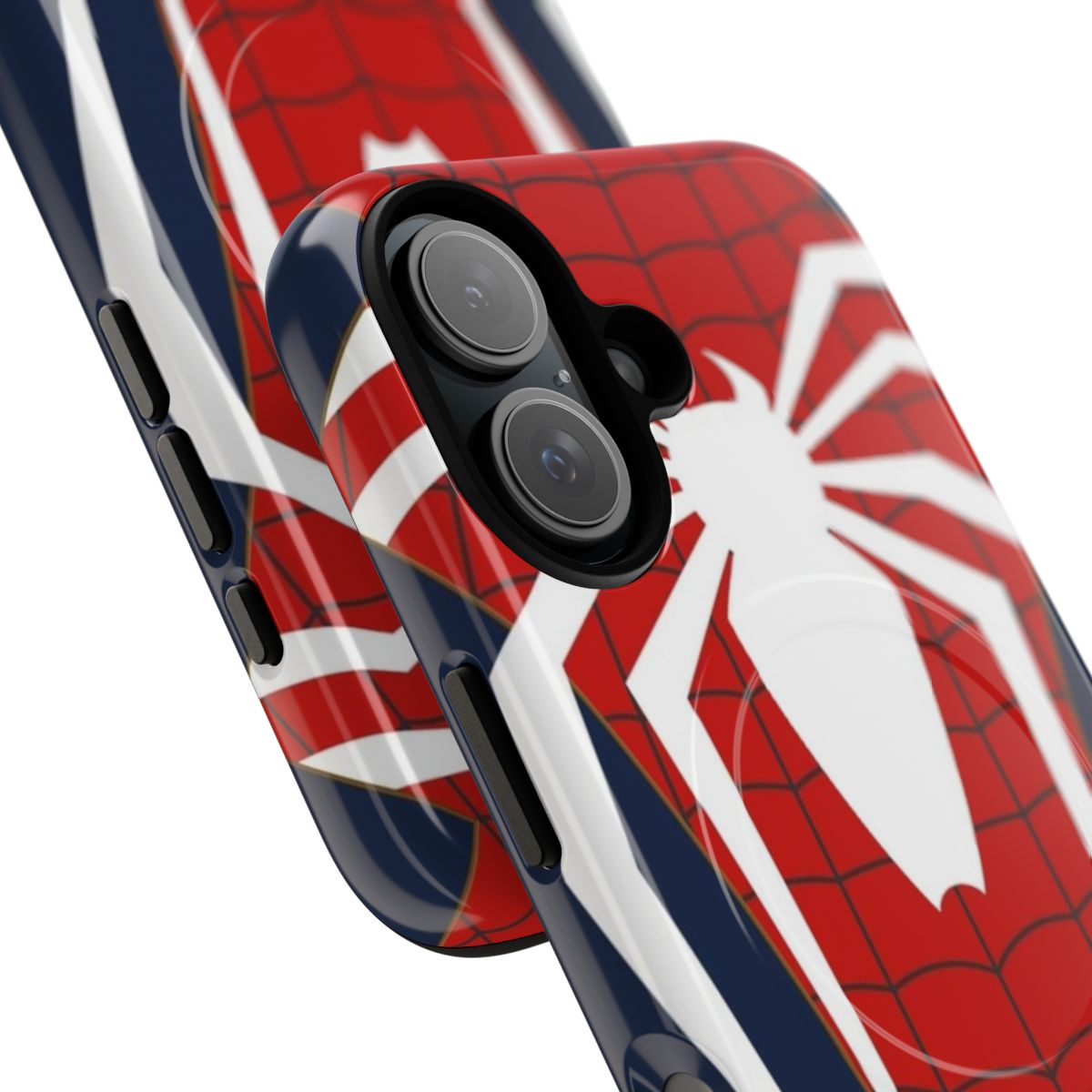 Magnetic and tough phone case with a spider-man inspired web design - Detail