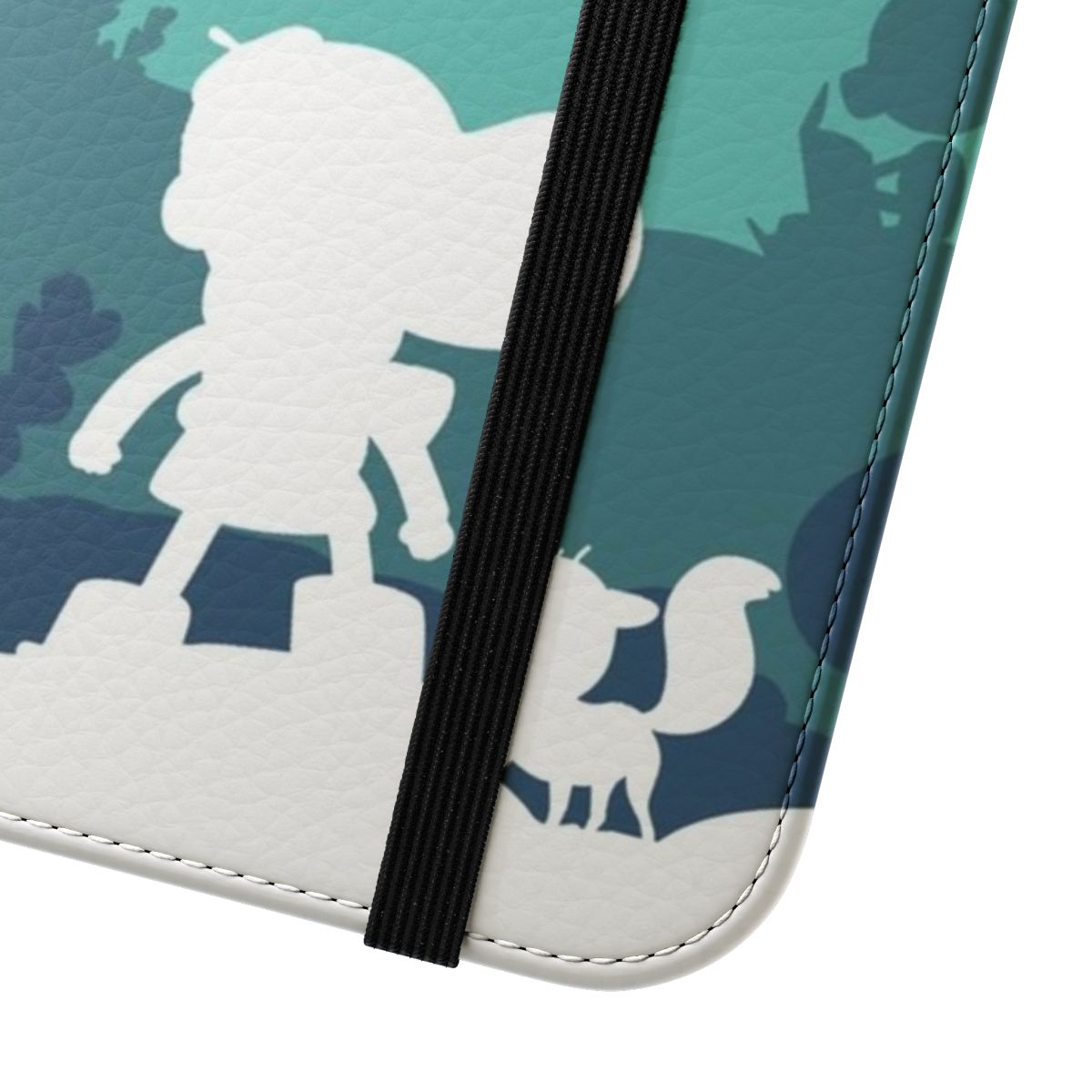 Hilda-inspired flip cover phone case with elf and fantasy design - Close Up