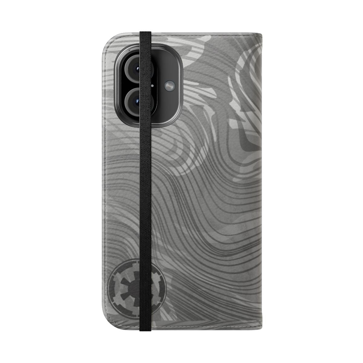 Premium beskar steel phone case with mandalorian-inspired armor design - Folded Front