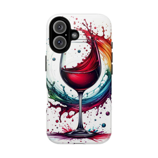 Red wine glass art design on a magnetic tough phone case