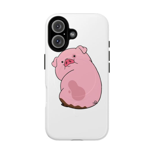 Tough magnetic phone case with a waddles the pig design from the cartoon Gravity Falls