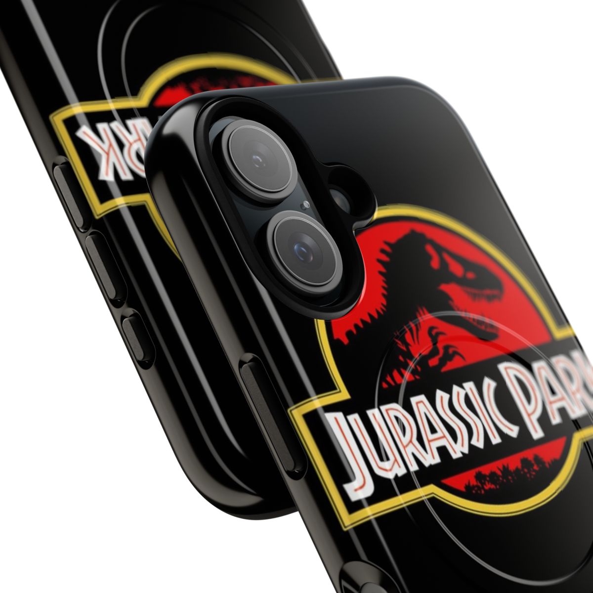 Vintage-inspired Jurassic Park logo phone case with magnetic and tough protection - Detail