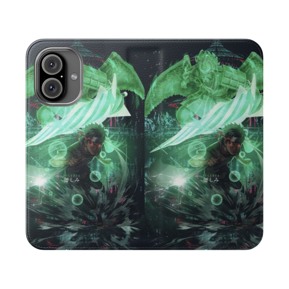 Anime inspired Shisui Susano flip cover phone case featuring the iconic Susano technique from the Naruto series.