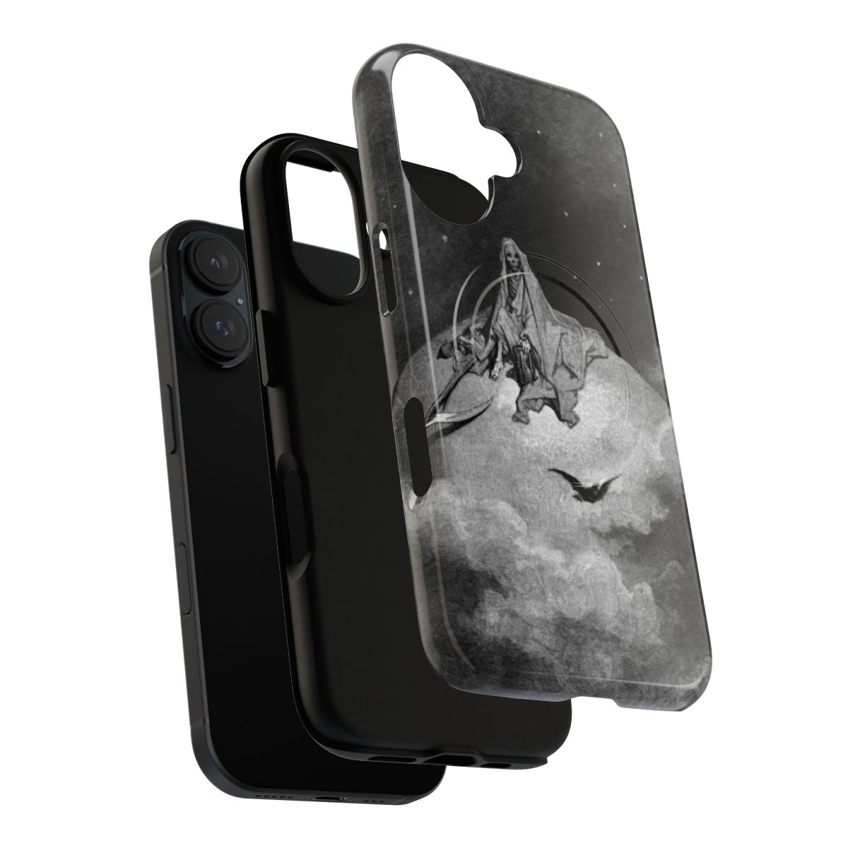 Stylized phone case featuring Gustave Dore's illustration of Edgar Allan Poe's poem "The Raven" - Layers