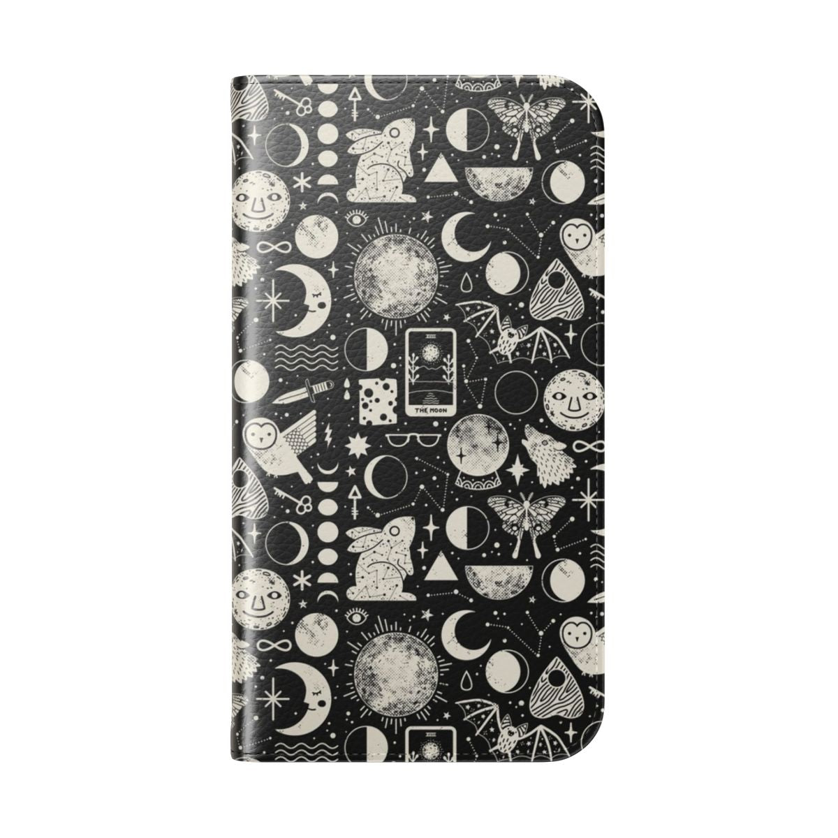 Flip phone case with a celestial lunar eclipse pattern design - Folded Back