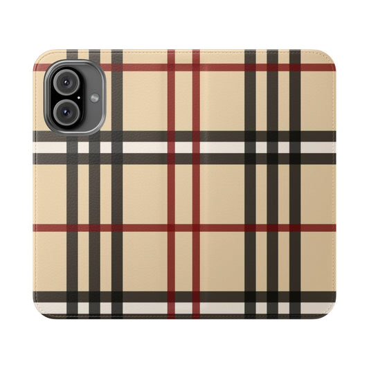 Minimalist flip cover phone case with abstract digital patterns