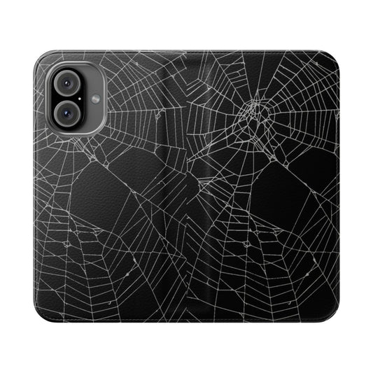 Spiderweb web pattern flip phone case cover