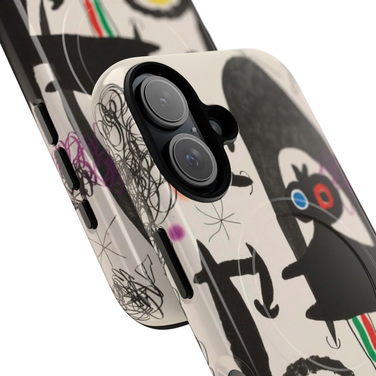 Abstract phone case design inspired by the surrealist artwork of Spanish artist Joan Miro. - Detail