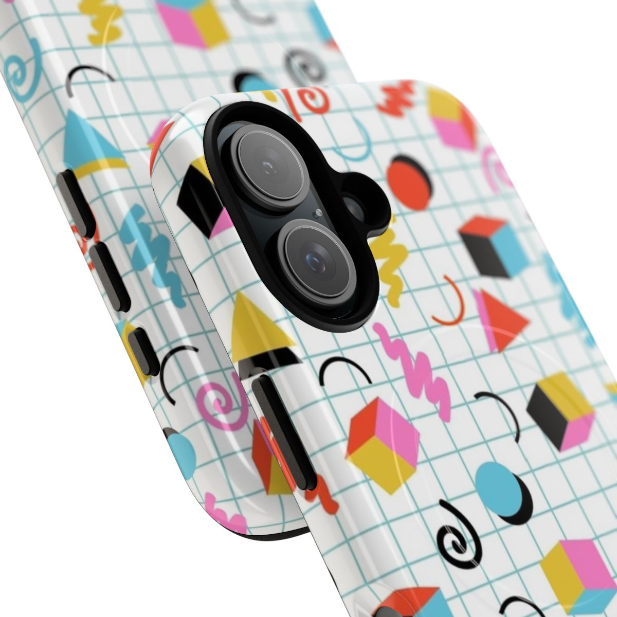 Retro geometric phone case with a trendy 80s style pattern - Detail