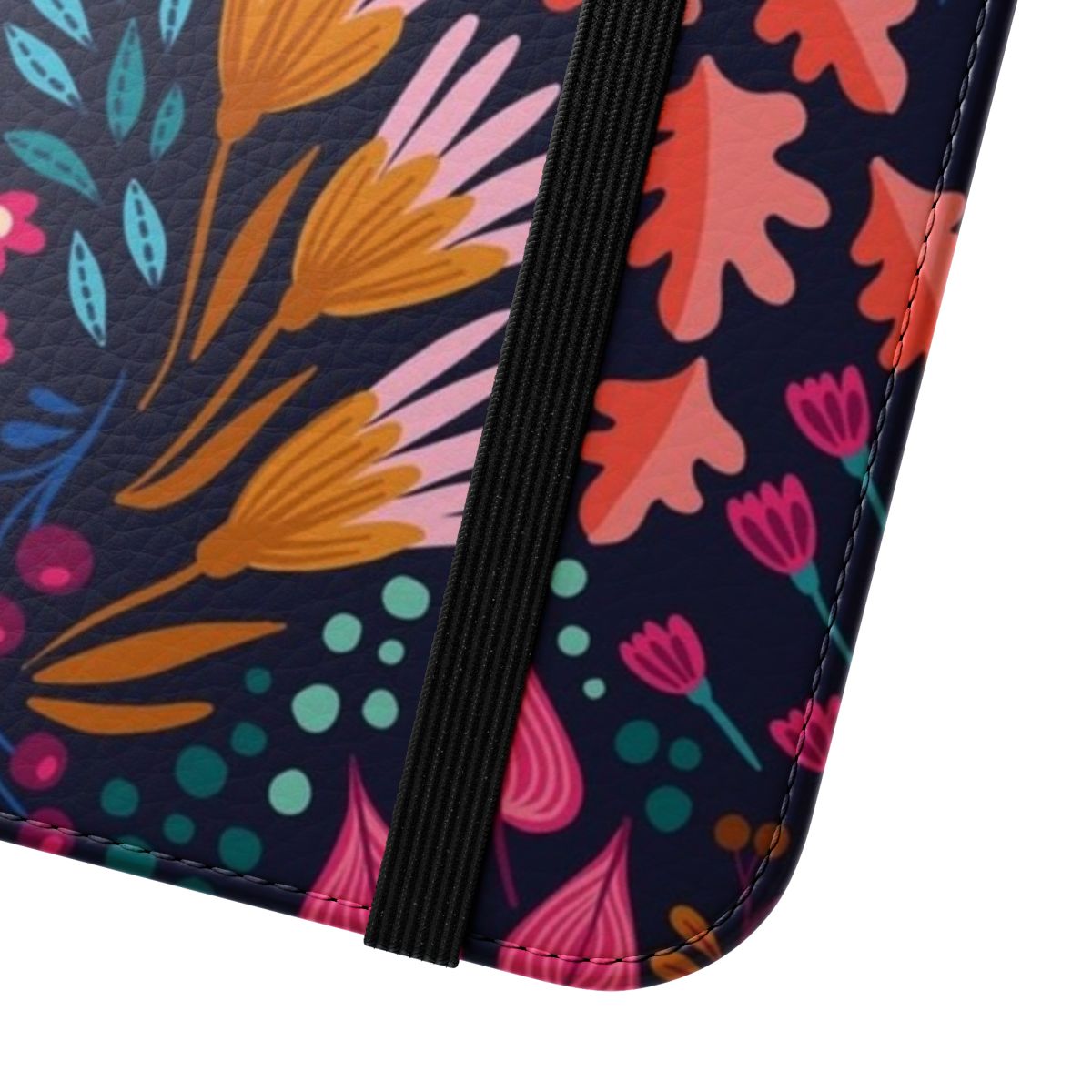 Flower field floral phone case with black background - Close Up