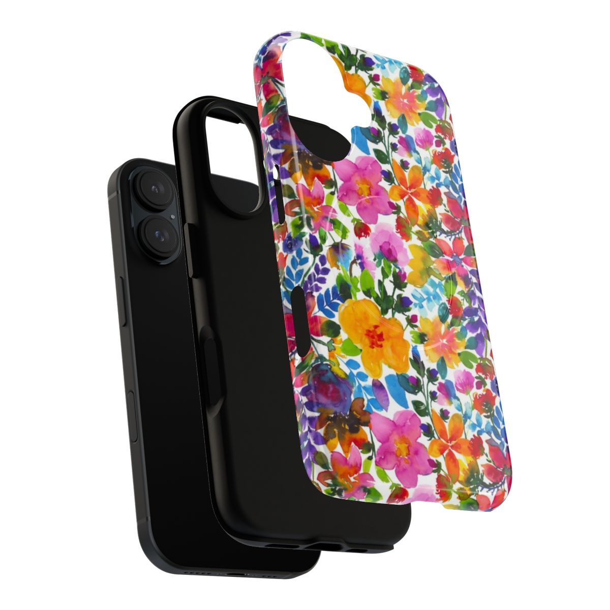 Vibrant abstract watercolor floral design on a magnetic tough phone case - Layers