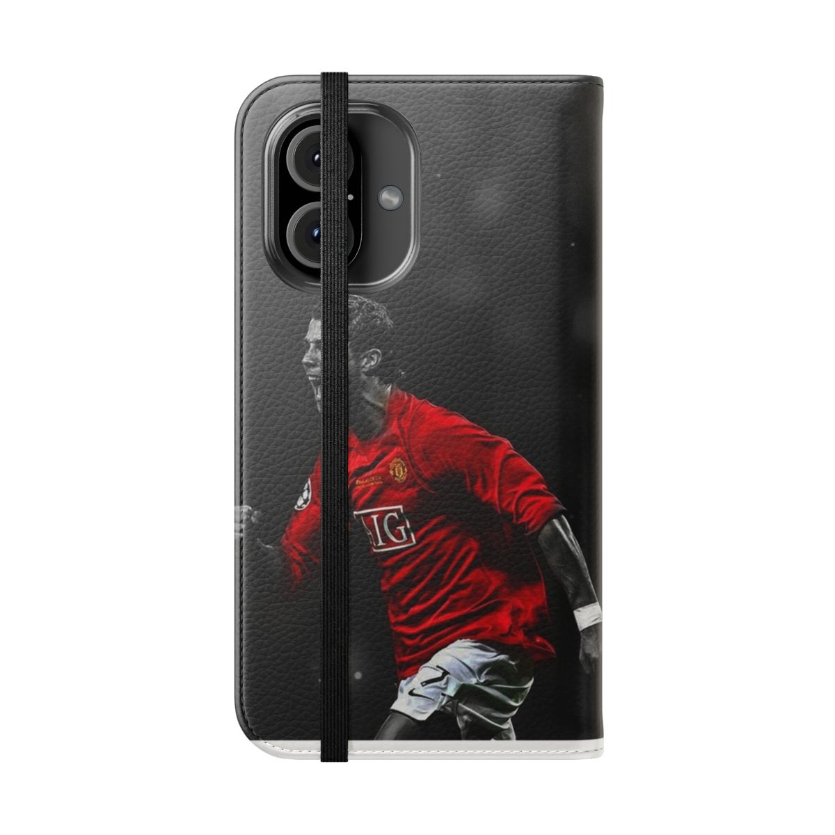 Football legend inspired flip phone case with Cristiano Ronaldo design - Folded Front