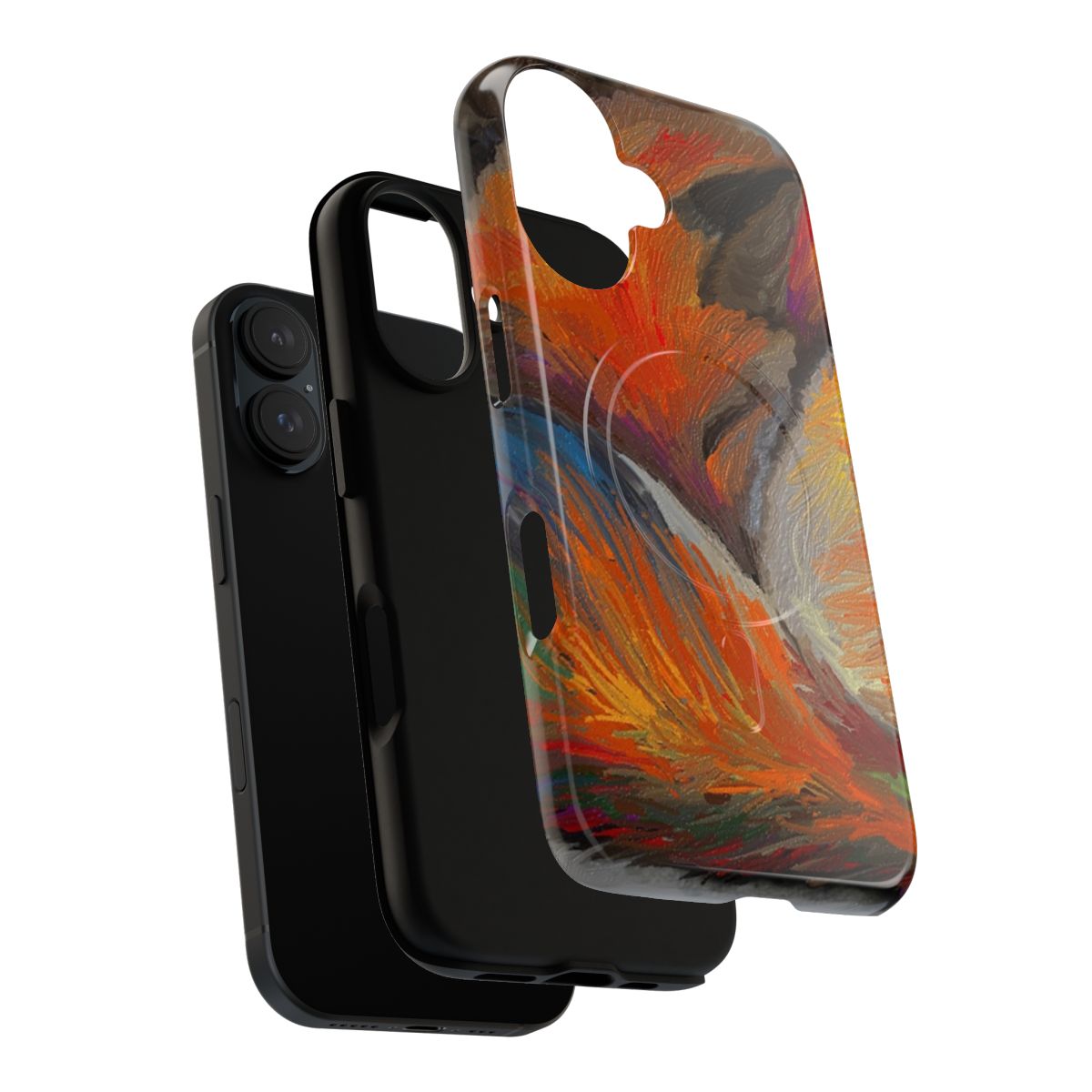 Magnetic tough phone case featuring a painting of a sleeping orange fox or kitsune. - Layers