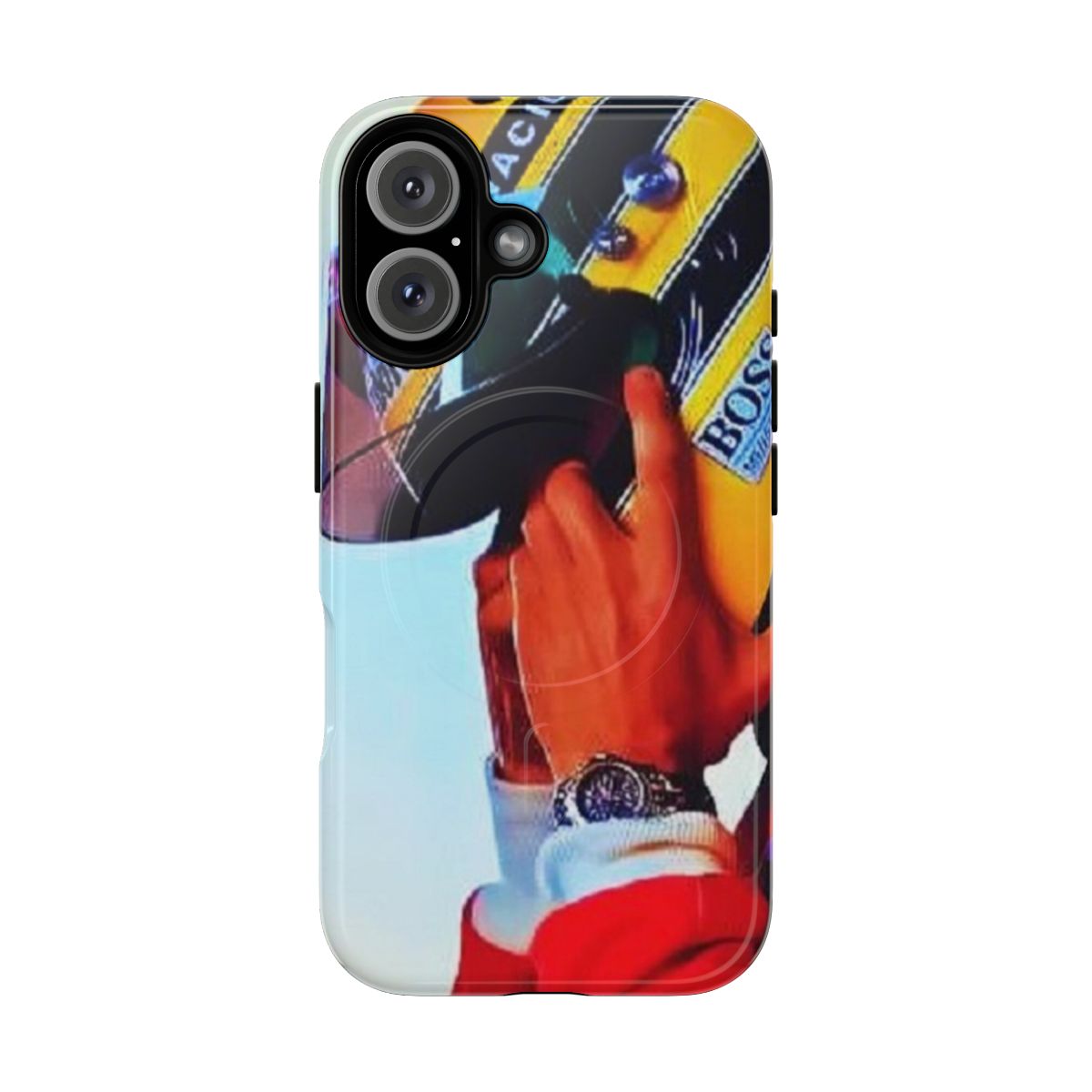 Ayrton Senna-inspired magnetic tough phone case with a stylish wallpaper design