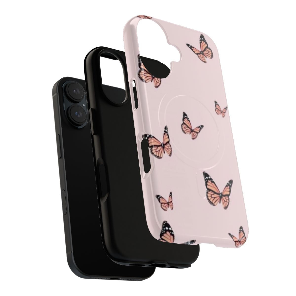 Stylish butterfly-patterned magnetic tough phone case - Layers