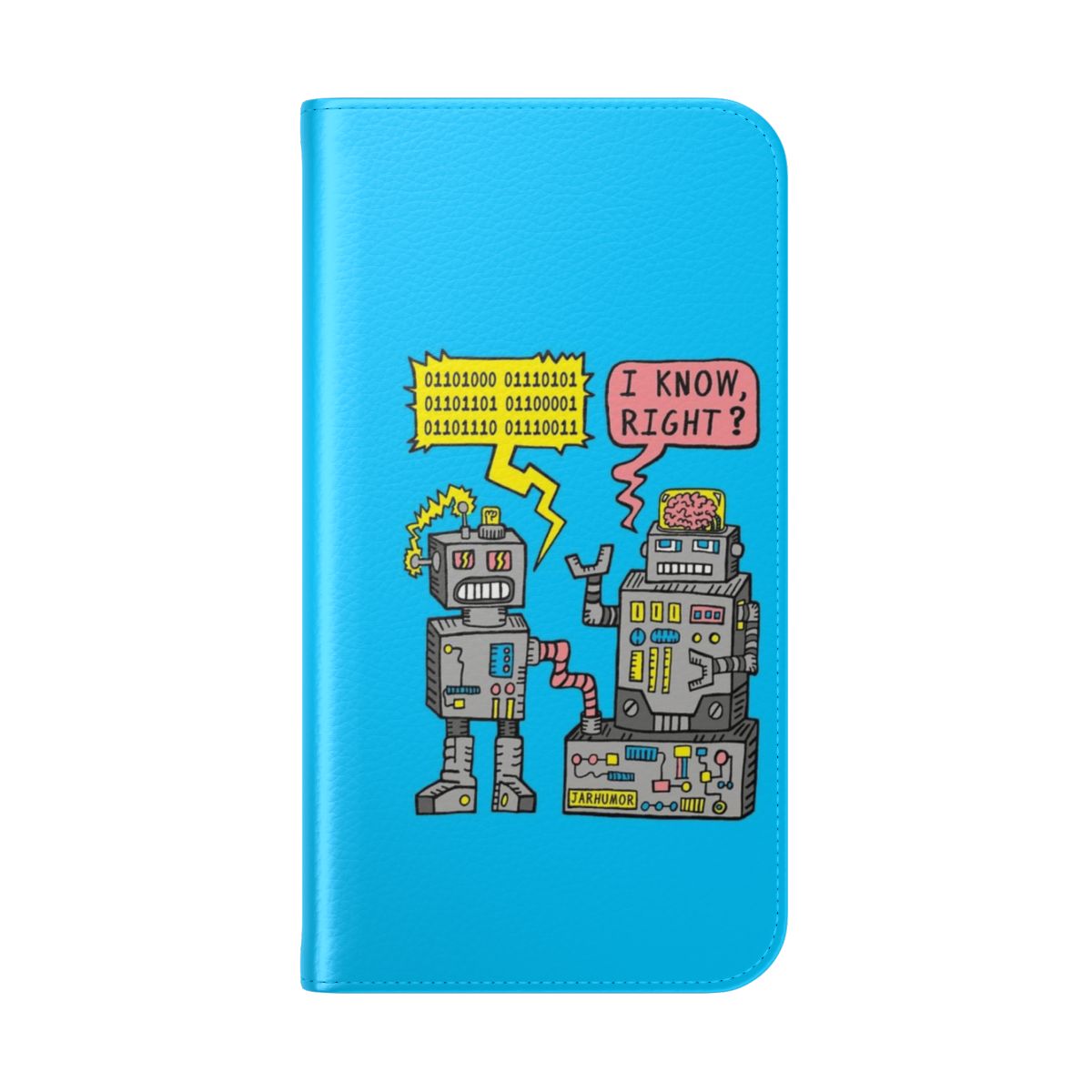 Robotic-Inspired Flip Cover Phone Case with Robot, AI, and Futuristic Design - Folded Back