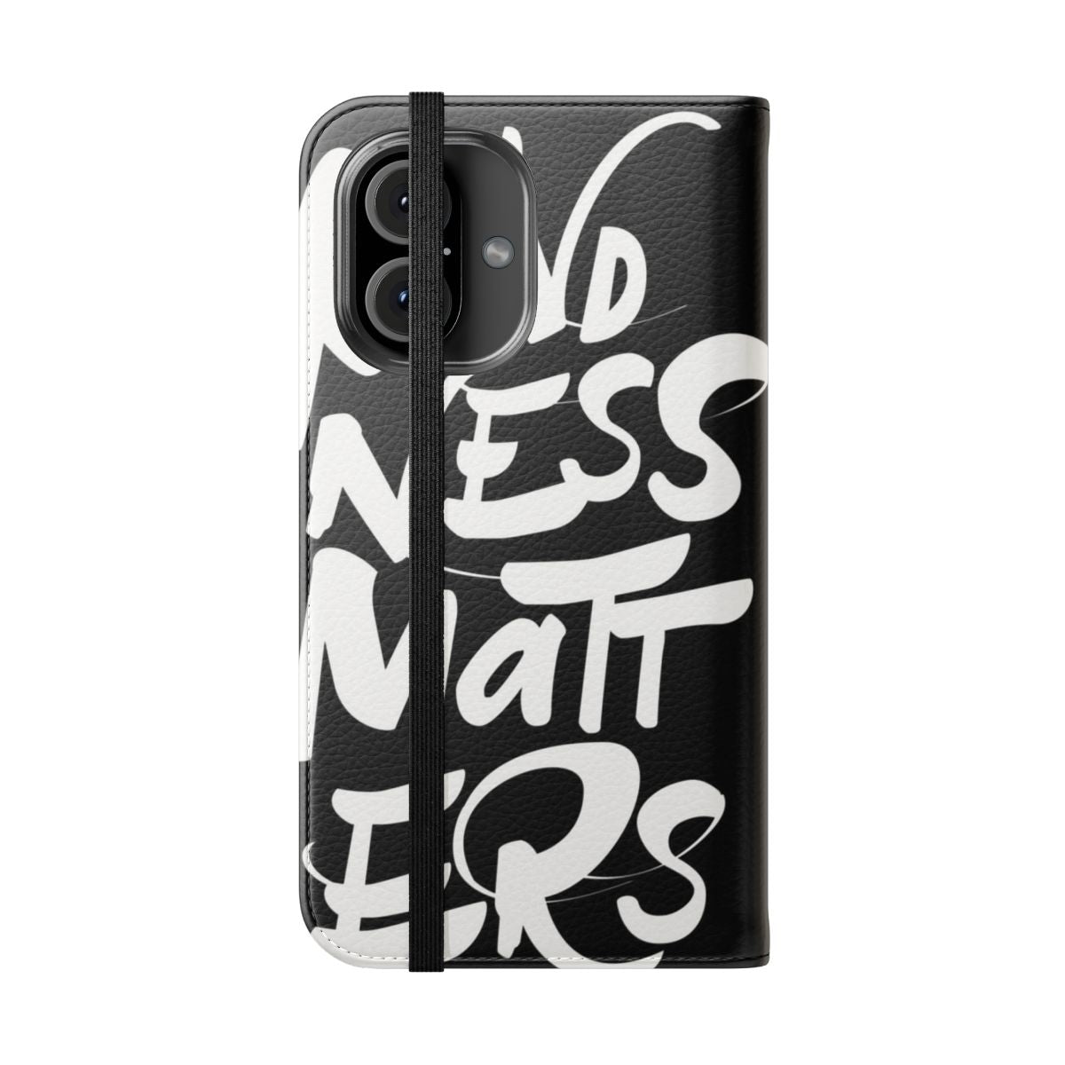 Flip cover phone case with inspirational quote and custom typography design - Folded Front