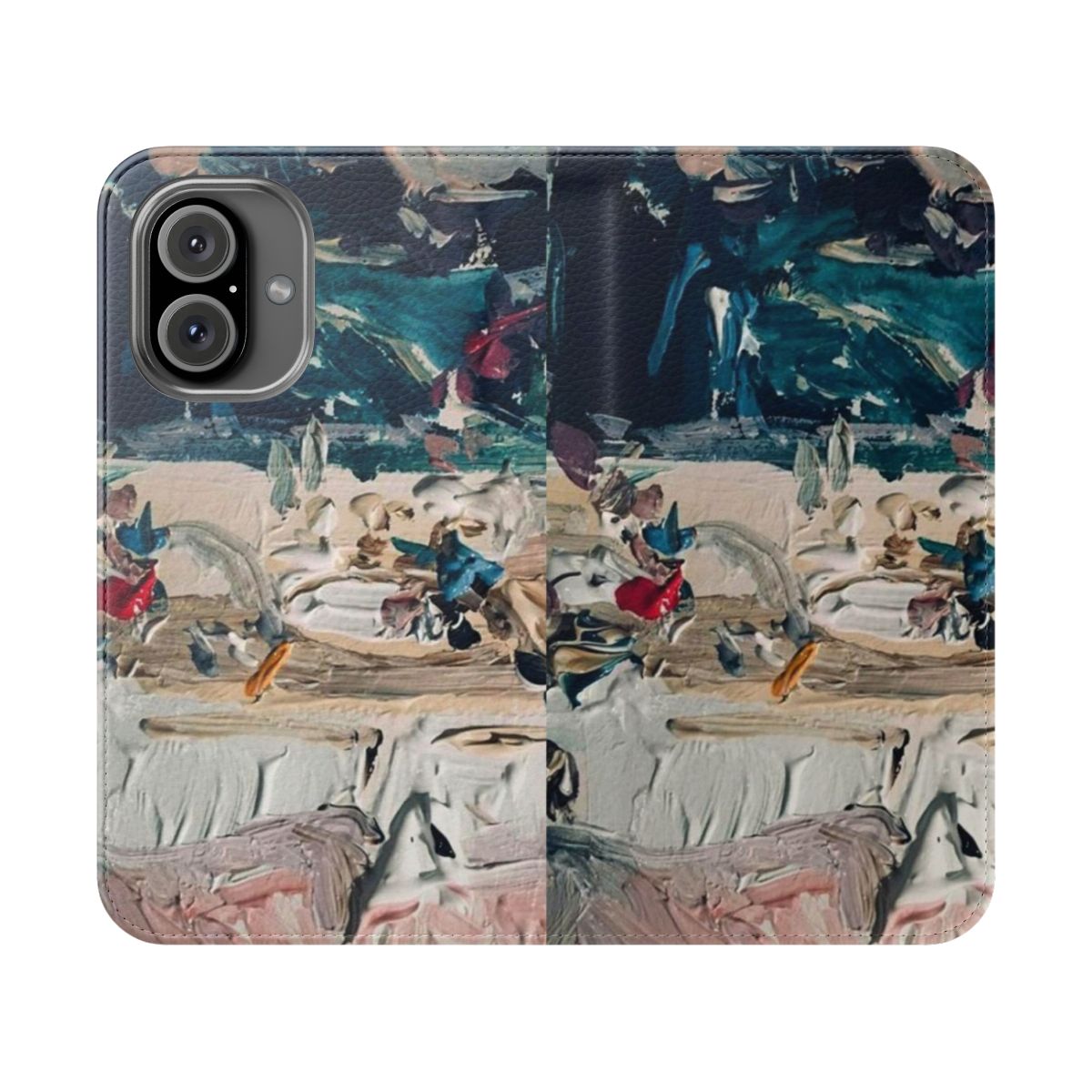 Flip cover phone case with a Pusha T and Kanye West inspired hip hop and rap-themed design