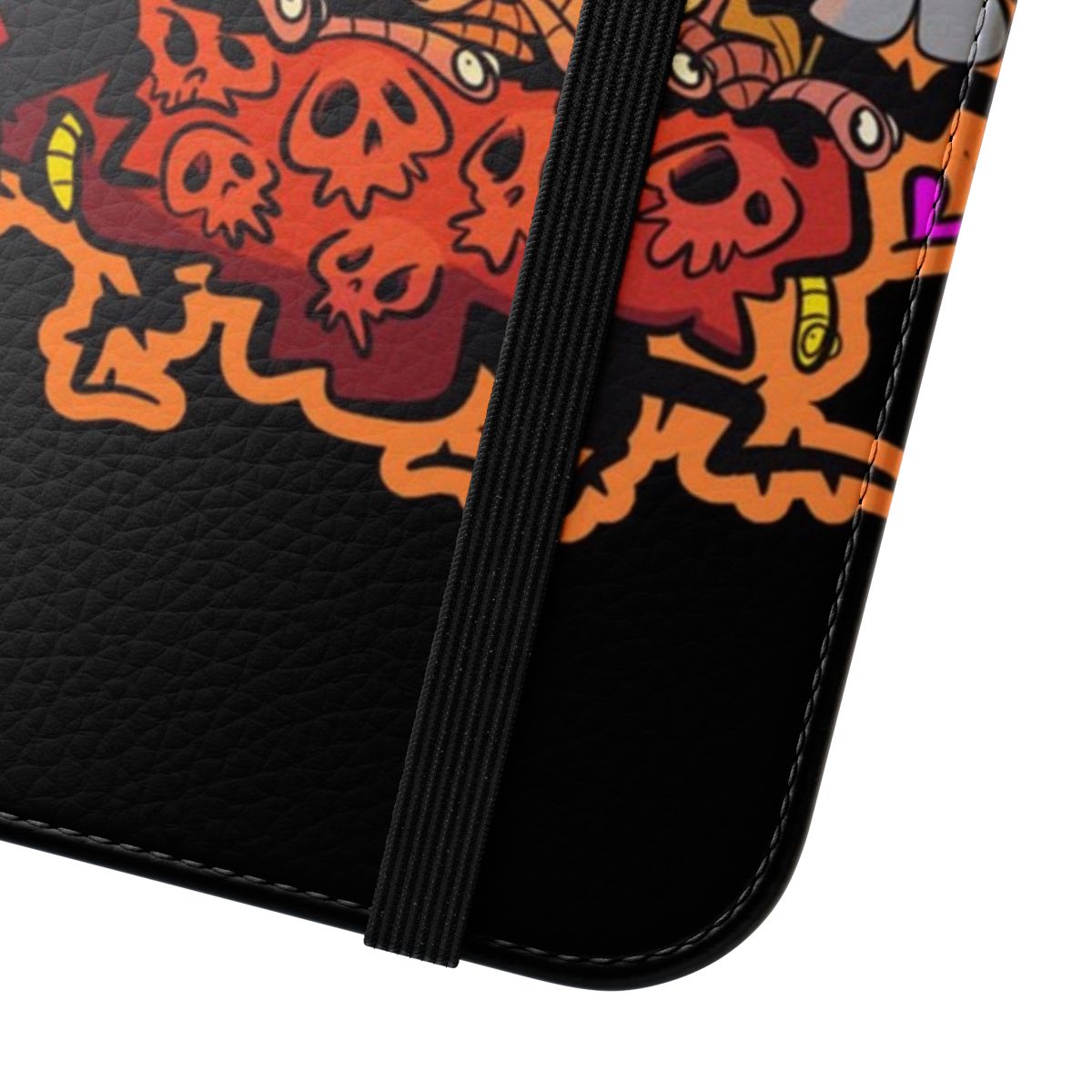 Gothic phone case with a spooky skull and moon design - Close Up