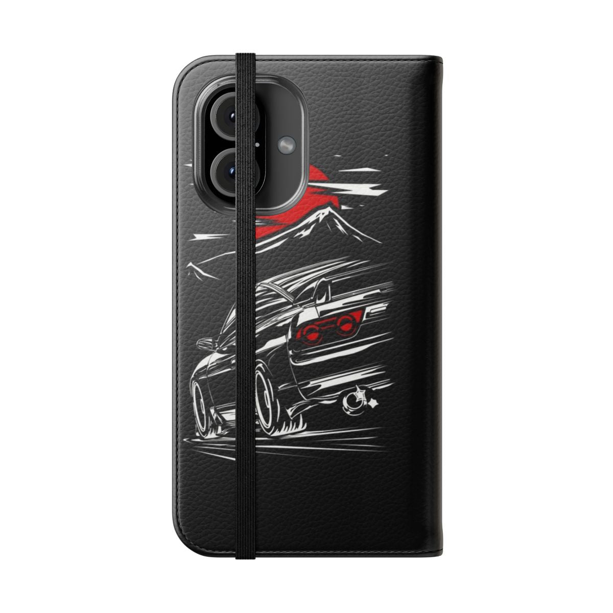 Nissan Silvia-inspired flip cover phone case with car enthusiast design - Folded Front