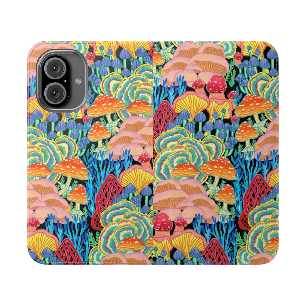 Fungi World (Mushroom world) - BKBG Flip Cover Phone Case featuring a whimsical botanical design