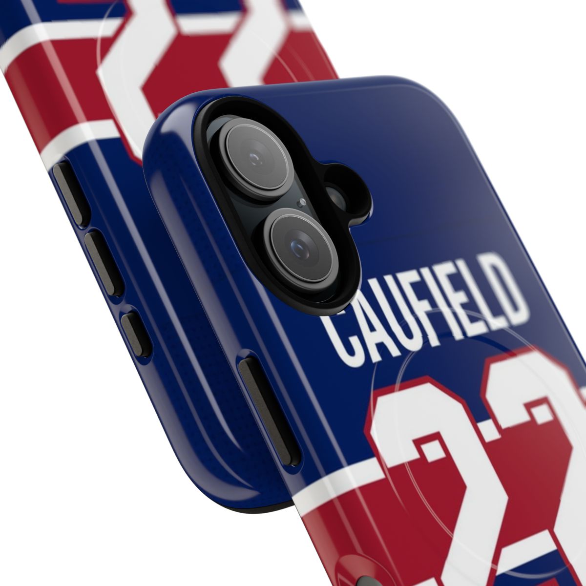 Montreal Canadiens Inspired Magnetic Tough Case for Smartphones featuring Cole Caufield's Reverse Jersey Design - Detail