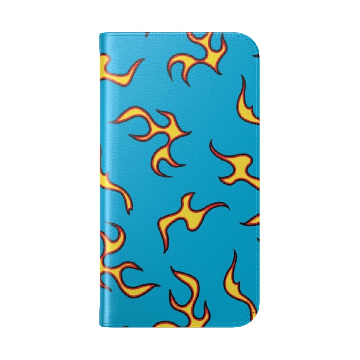 A stylish phone case featuring a flame and lightning design, inspired by Tyler the Creator's GOLF Le Fleur brand. - Folded Back