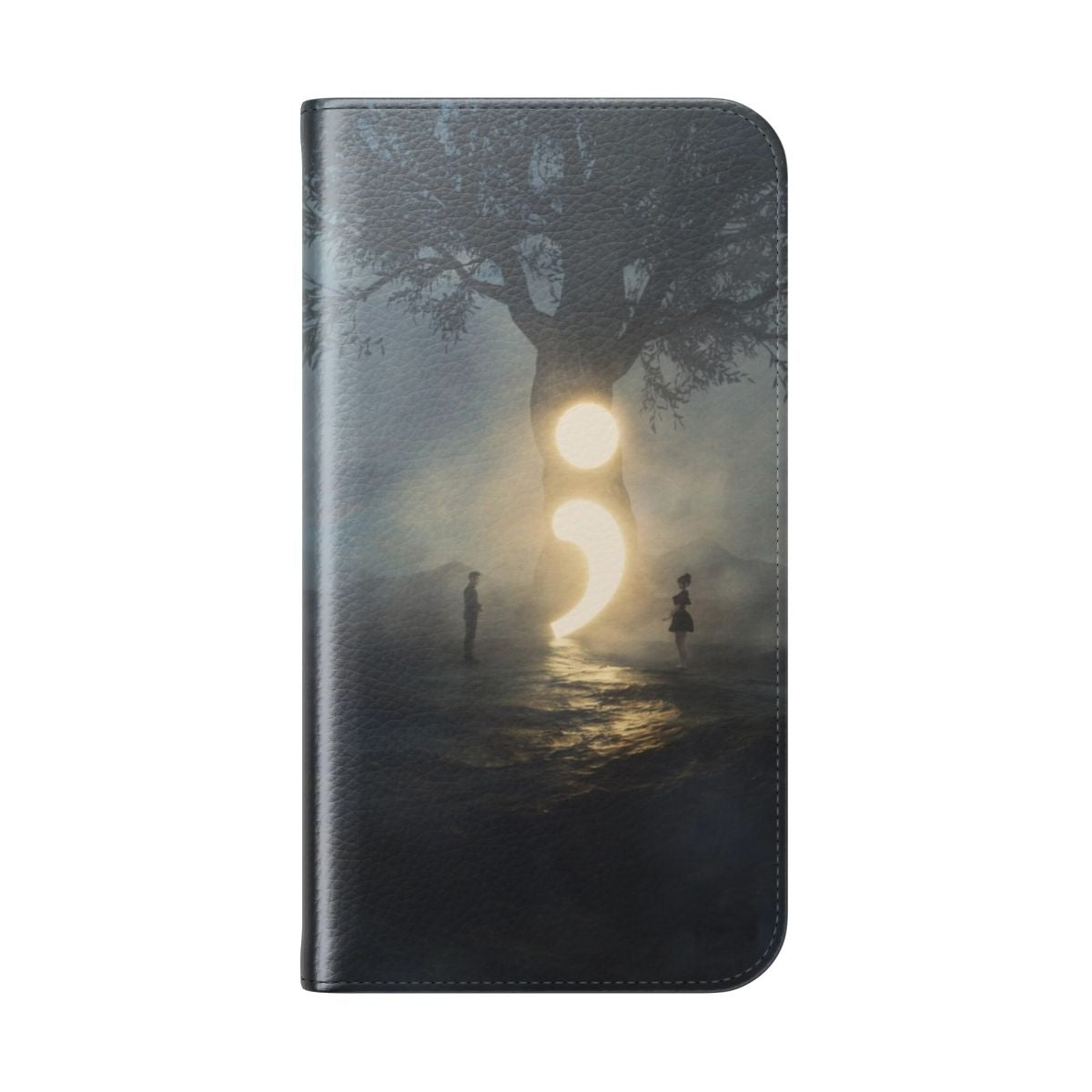 Inspirational semicolon continue phone case with artistic image of a couple - Folded Back