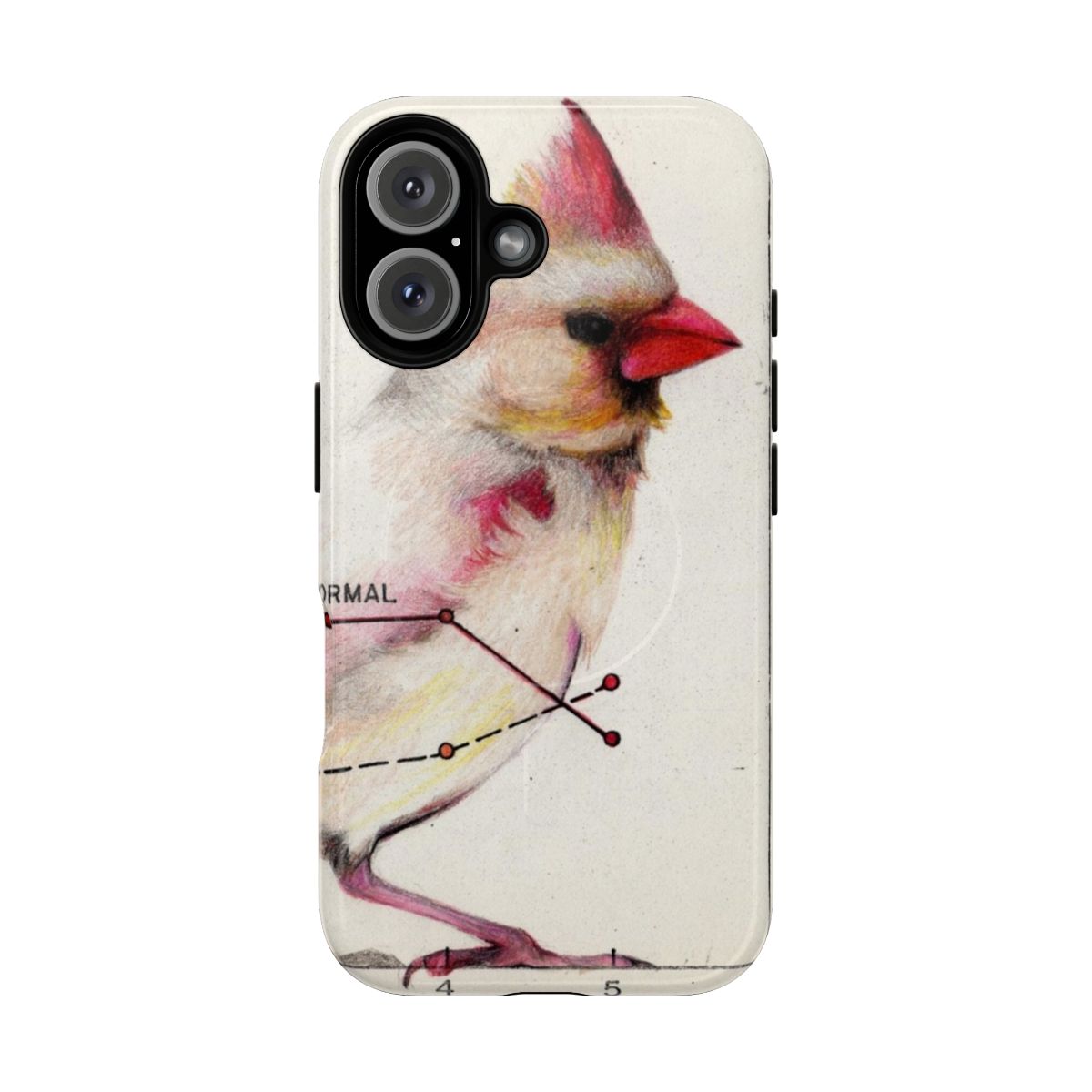 A red cardinal bird perched on a snowy branch, featured on a protective magnetic phone case.