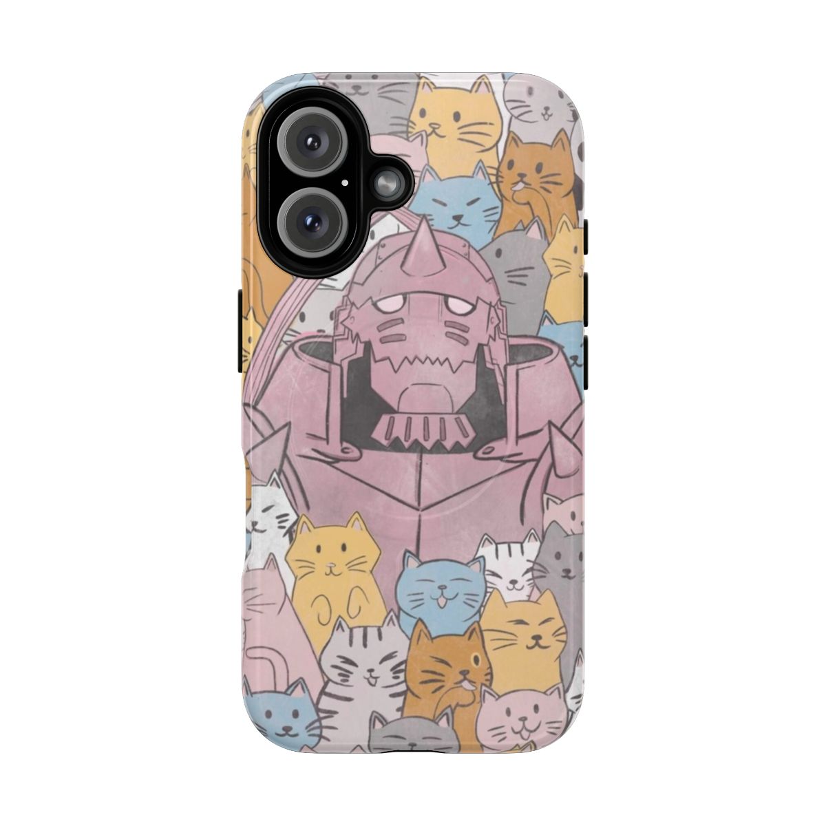 Pastel-colored phone case featuring Alphonse Elric and his cats from the Fullmetal Alchemist anime series.